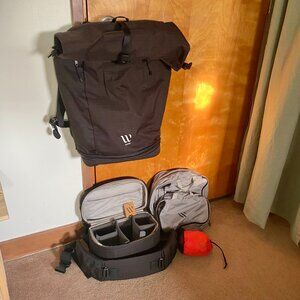 Wayks Black Travel Backpack Original SET Eco-friendly Daypack Modular
